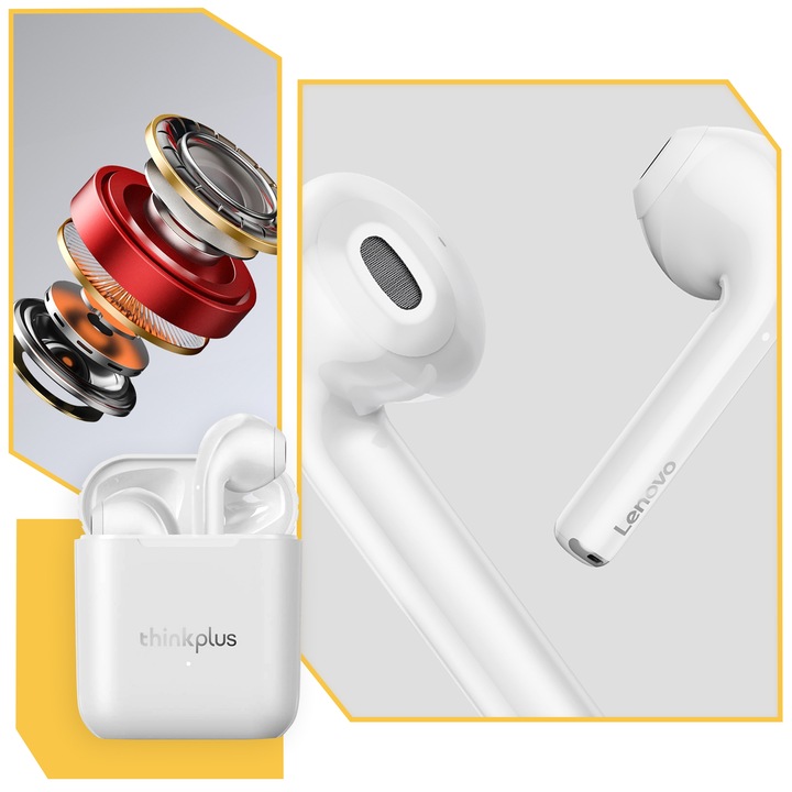 Słuchawki bezprzewodowe douszne bluetooth wodoodporne białe Lenovo LP2 Pro Kod producenta 750749218623
